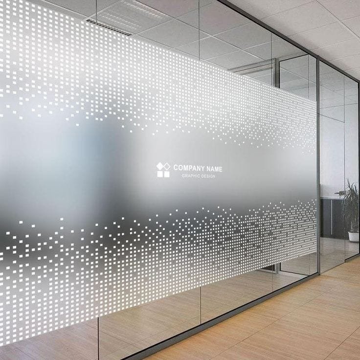 Dotted frosted privacy film on office glass